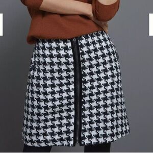 Anthropologie Evira Houndstooth Shine Mini Skirt